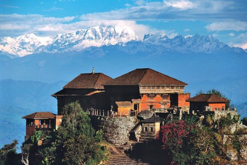 Gorkha Durbar on its ridge above the town